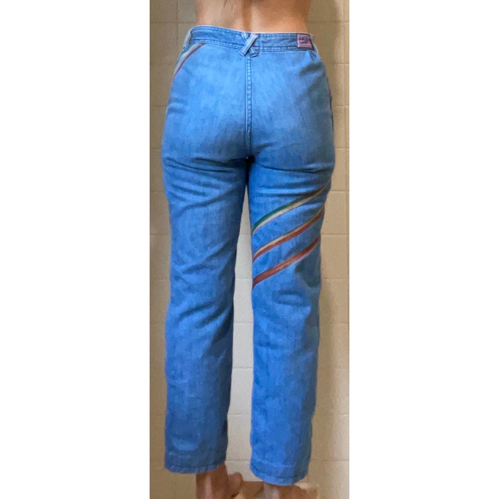 Vintage Faded Glory Jeans Leather Stripes 1970's … - image 3